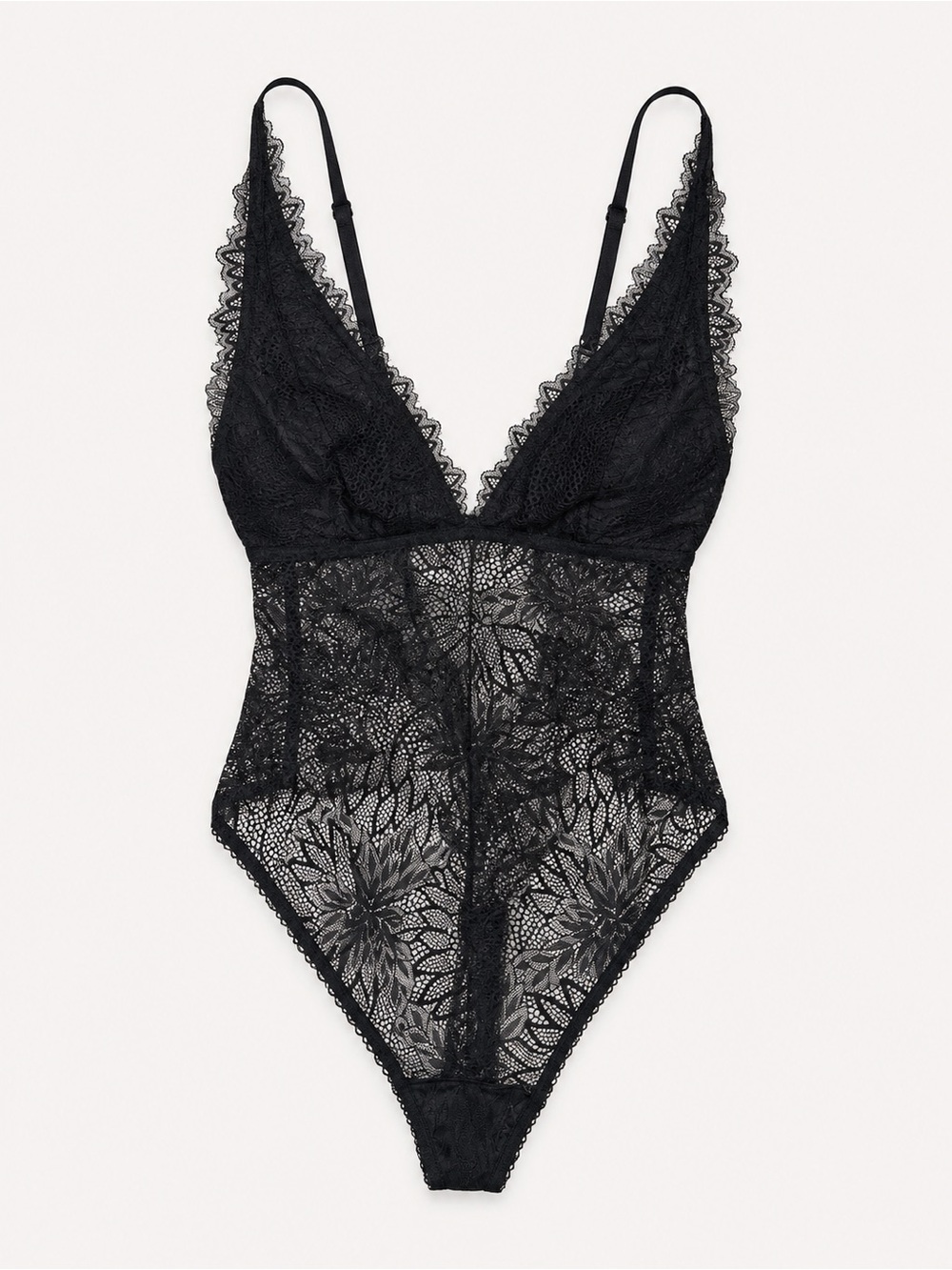 Abercrombie & Fitch Black Floral Lace Plunge Bodysuit Teddy Size Small NWT
